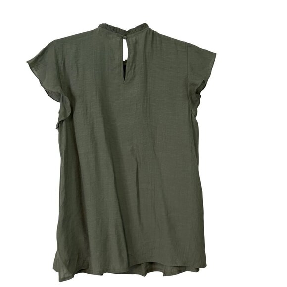 Nanette Lepore Flutter Sleeve Feminine Mock Frilly Neckline Blouse Size S - Picture 7 of 10